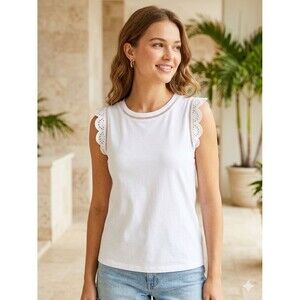 Lilly Pulitzer Agee Top Womens Small S Resort White Eyelet Lace Tank NWT